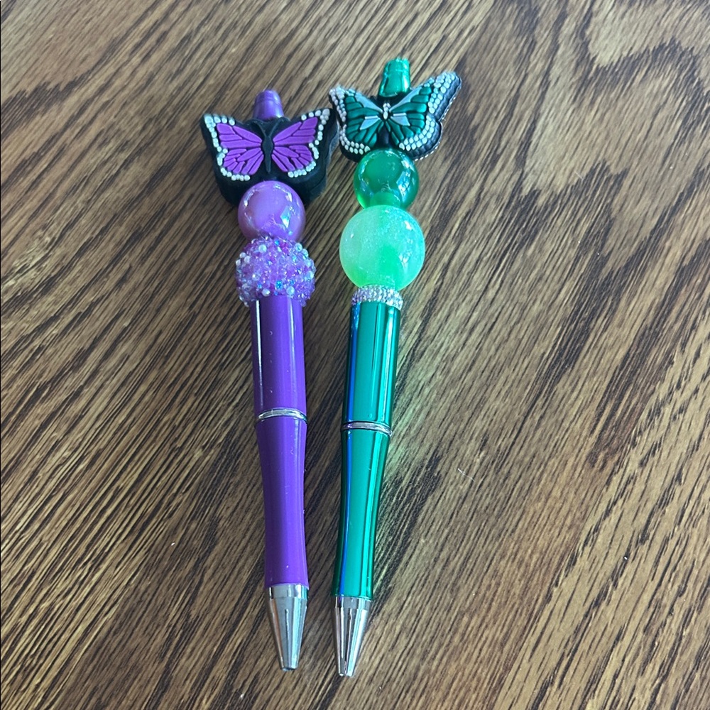 Butterfly Themed Pens in Purple and Green